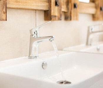 A close up of the bathroom sink at Butch Cassidy's Bunkhouse