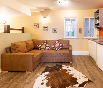 The open plan living / dining area at Butch Cassidy's Bunkhouse