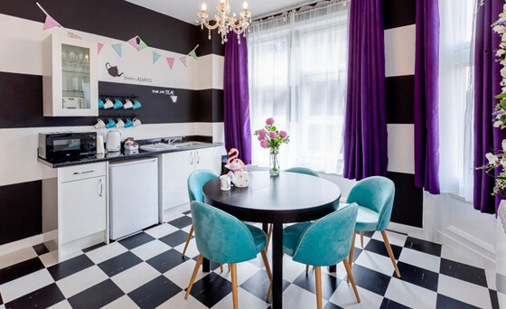 The dining area in the Mad Hatter’s Tea Room