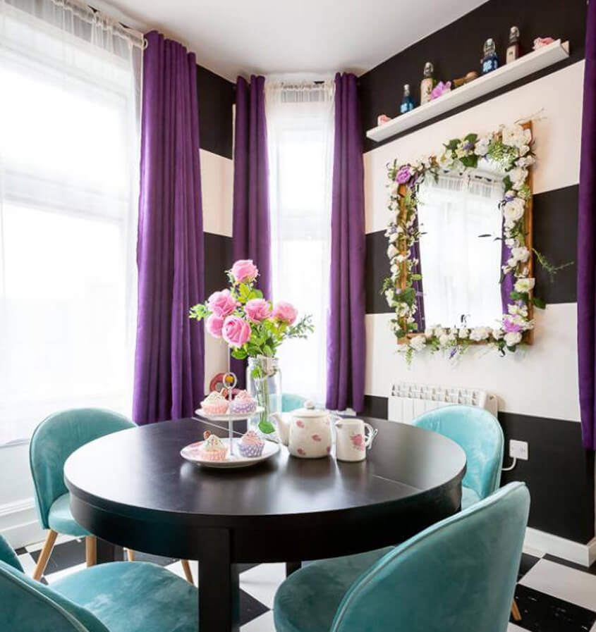 The dining area at Mad Hatter's Tea Room